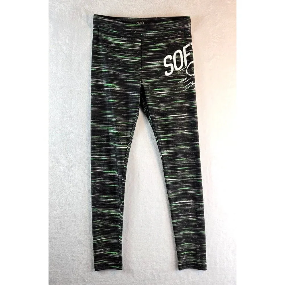 Justice Girls Softball Leggings sz14 Black Multi Color Full Lenght Stretch Sport